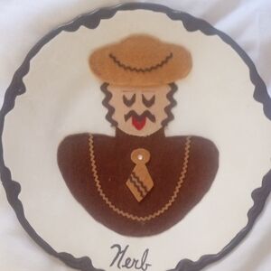 Vintage Mixed Material Ceramic Decorative Plate 9.3/4"